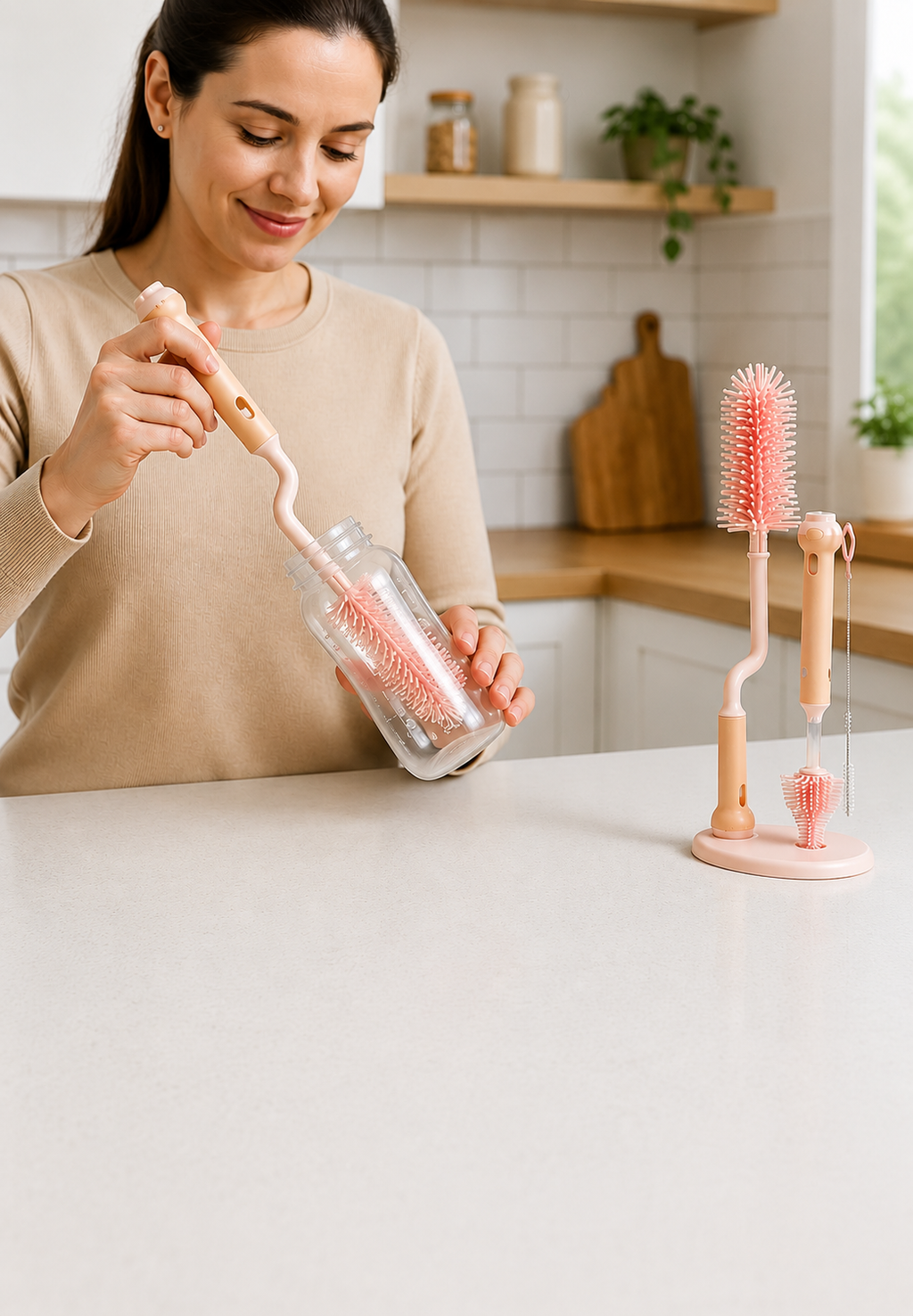 Premium 2in1 Silicone Baby Bottle & Nipple Cleaning Brush Set
