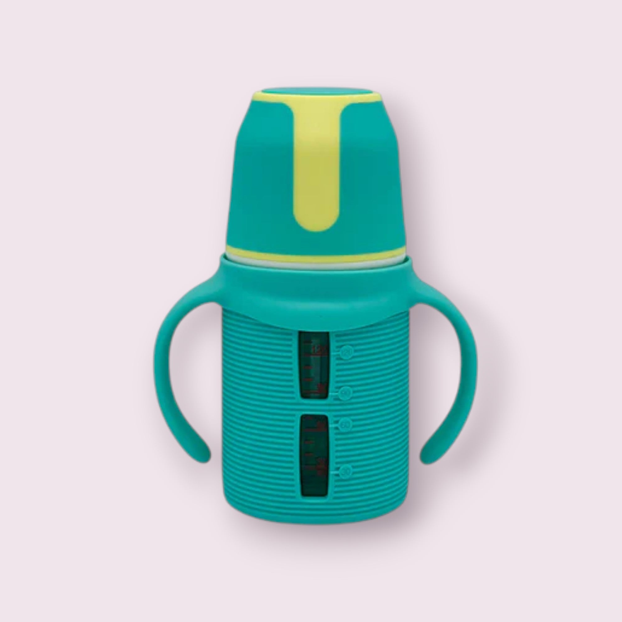 Blue Star Wide-Caliber Glass Feeding Bottle – 160ml with Silicone Sleeve