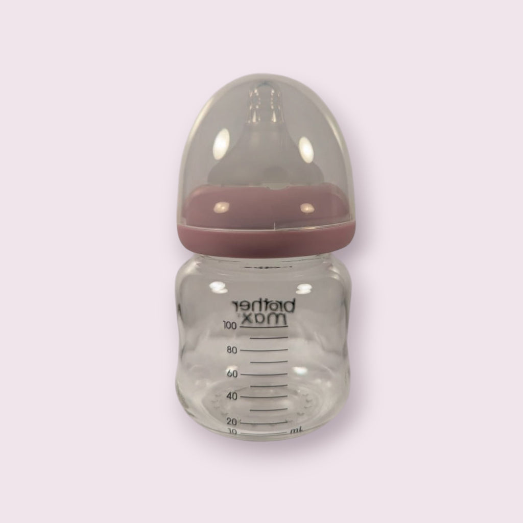 Brother Max New Born Glass Feeding Bottle – 100ml, BPA-Free & Colic-Friendly