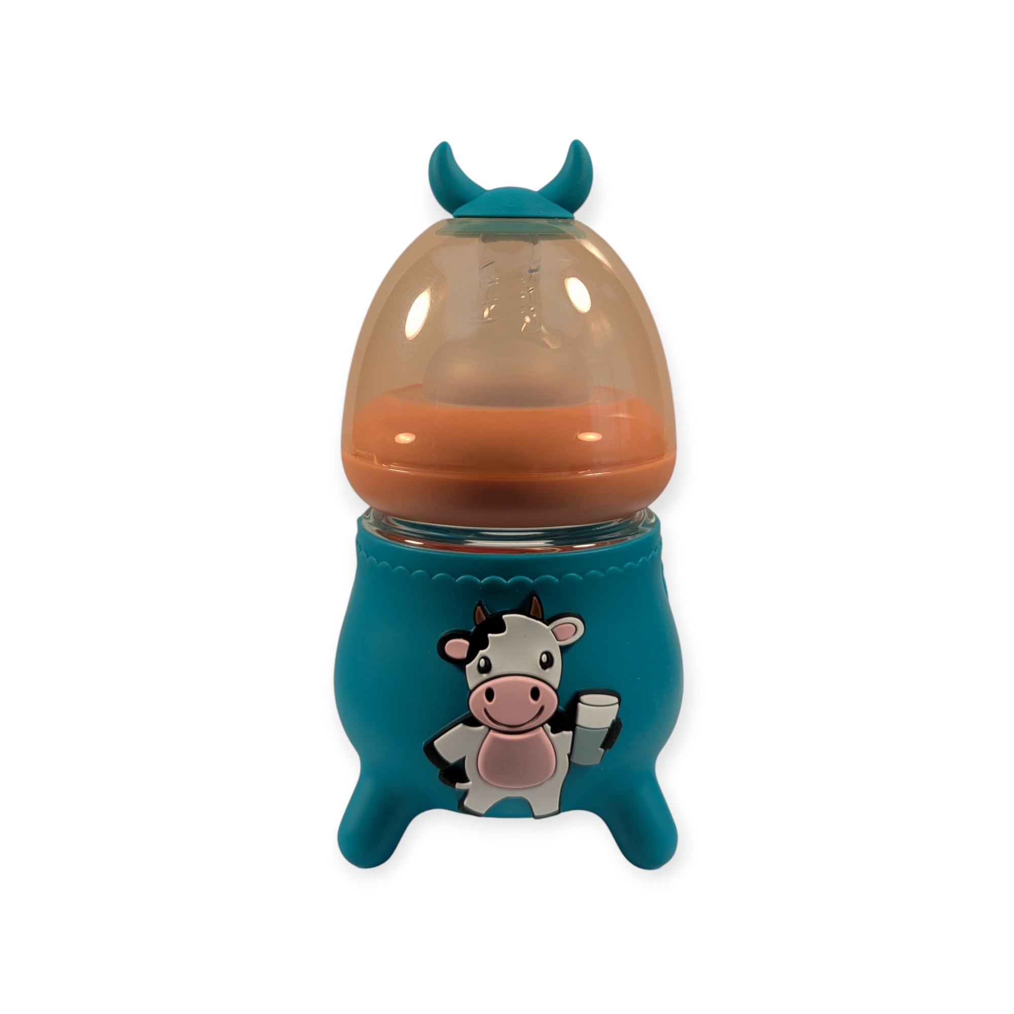 Baby Glass Feeding Bottle – Olive Green Bunny Design – 120ml