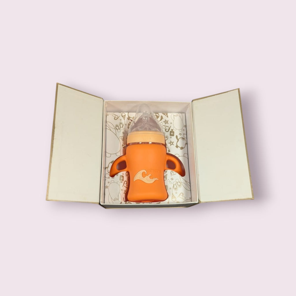 Aneno Baby Premium Glass Feeder – 240ml, Anti-Colic & Break-Proof Design