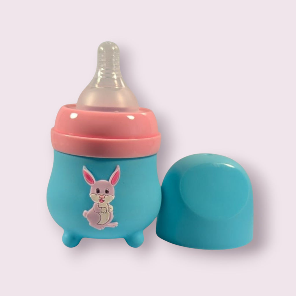Rio Wide Caliber Glass Feeding Bottle with Rabbit Sleeve – 80ml, BPA-Free