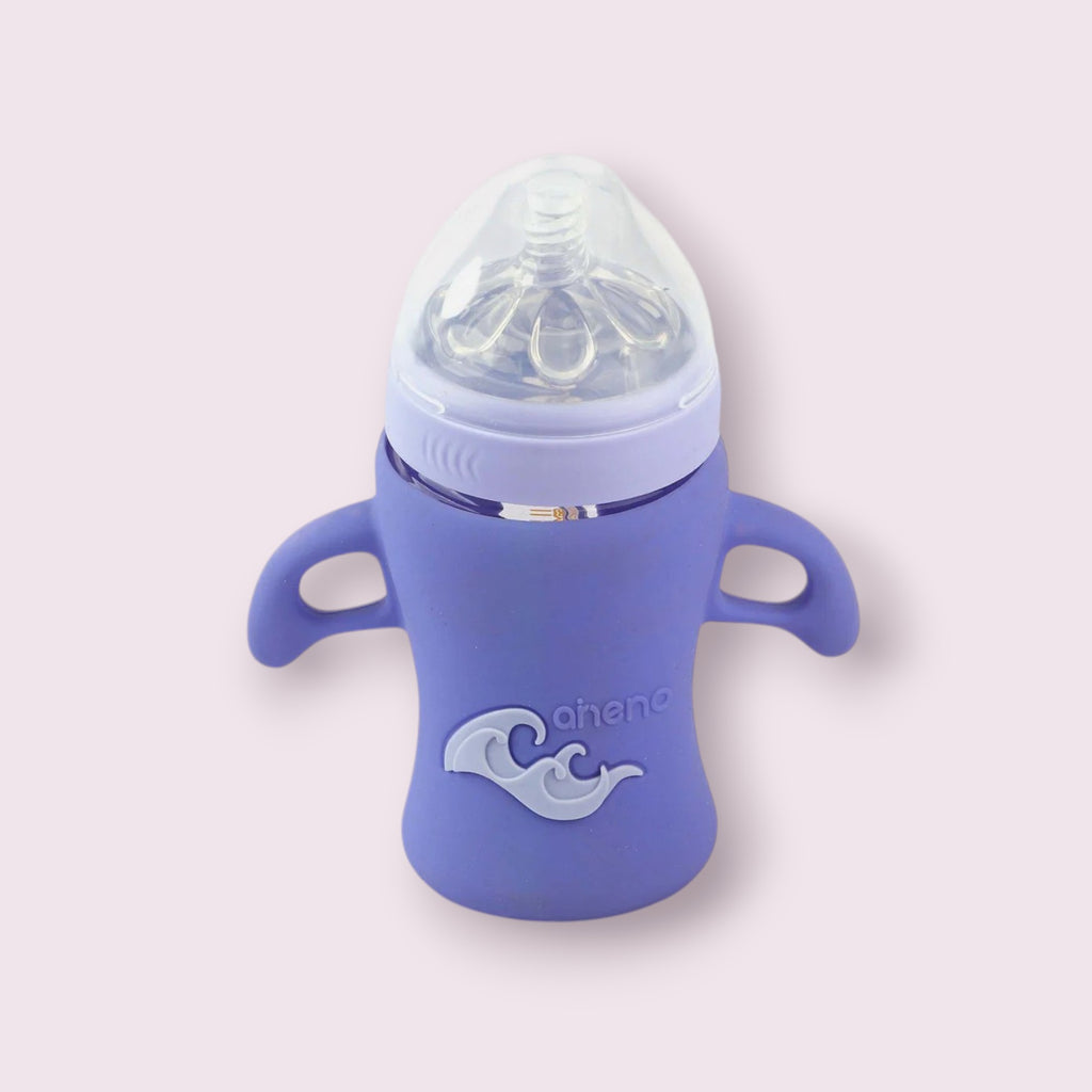 Aneno Baby Premium Glass Feeder – 240ml, Anti-Colic & Break-Proof Design