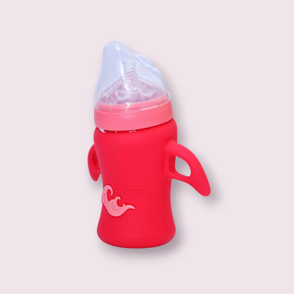 Aneno Baby Premium Glass Feeder – 240ml, Anti-Colic & Break-Proof Design