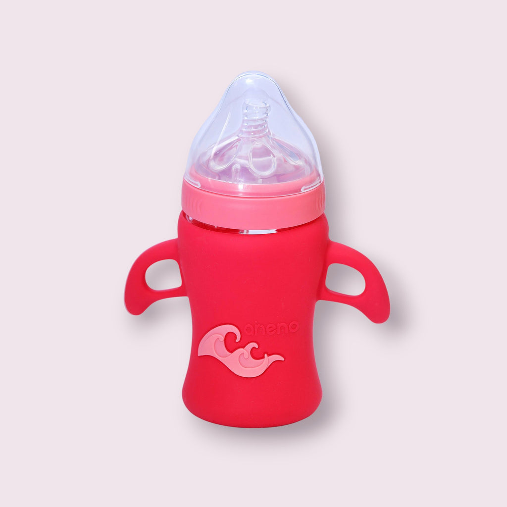 Aneno Baby Premium Glass Feeder – 240ml, Anti-Colic & Break-Proof Design