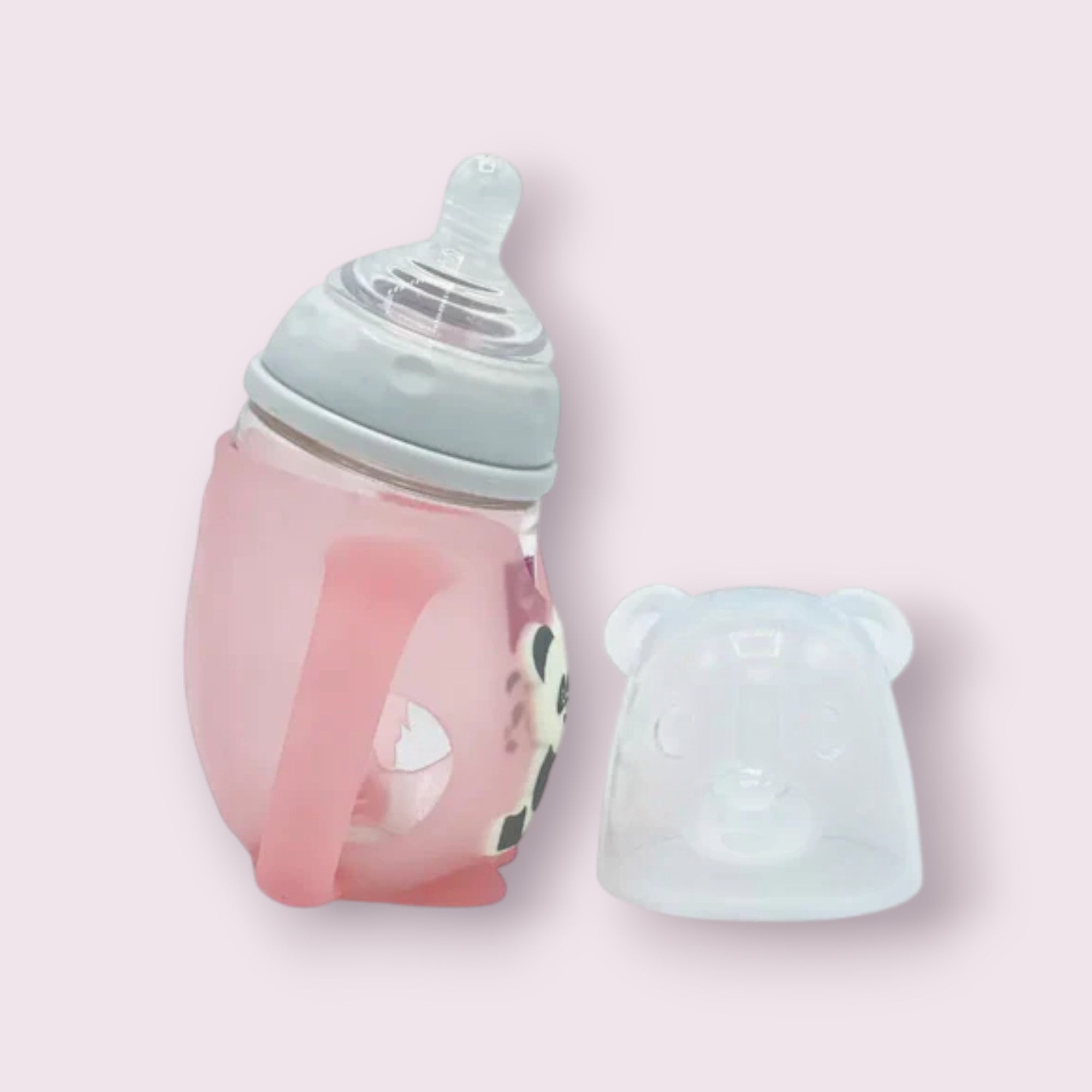 Glass Feeding Bottle with Panda Silicone Sleeve & Handle – 150ml (5oz)