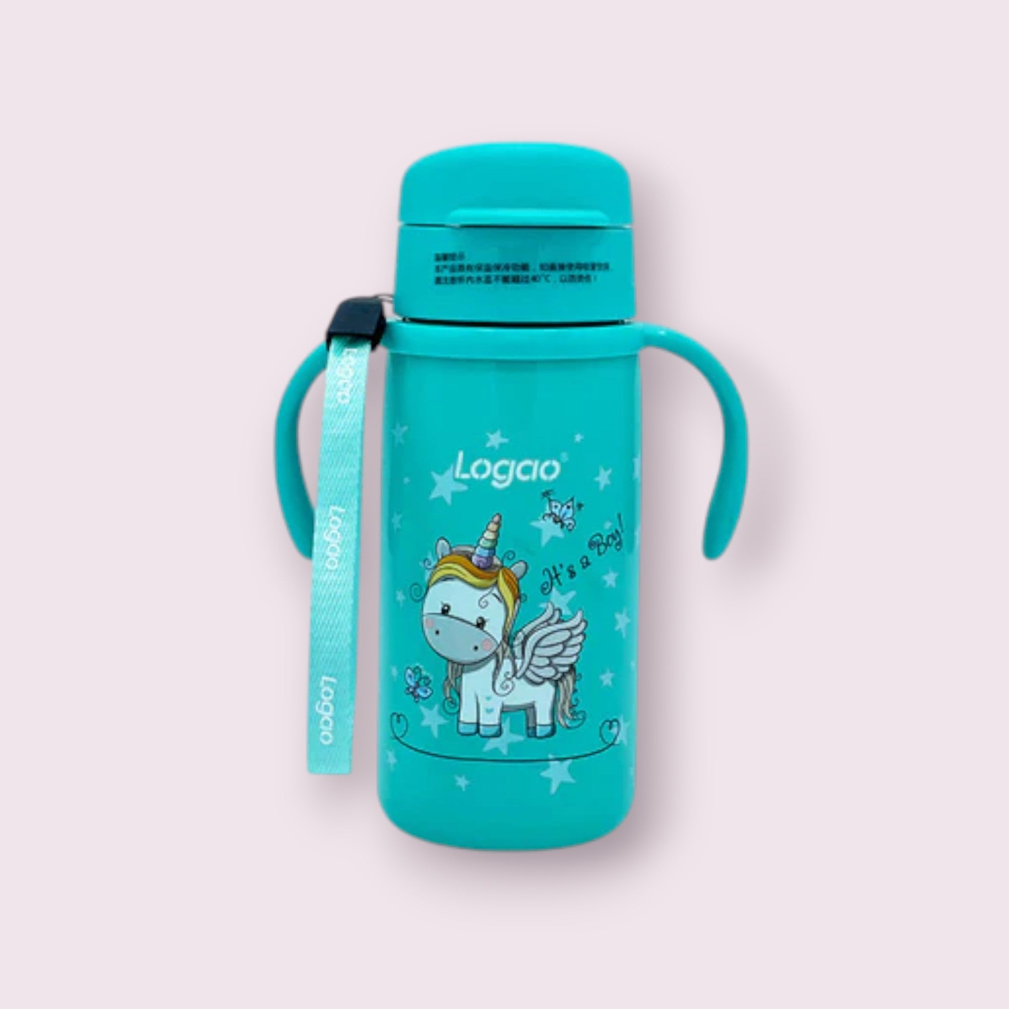 Logao Vacuum Straw Stainless Steel Cup with Unicorn Print – 240 ml