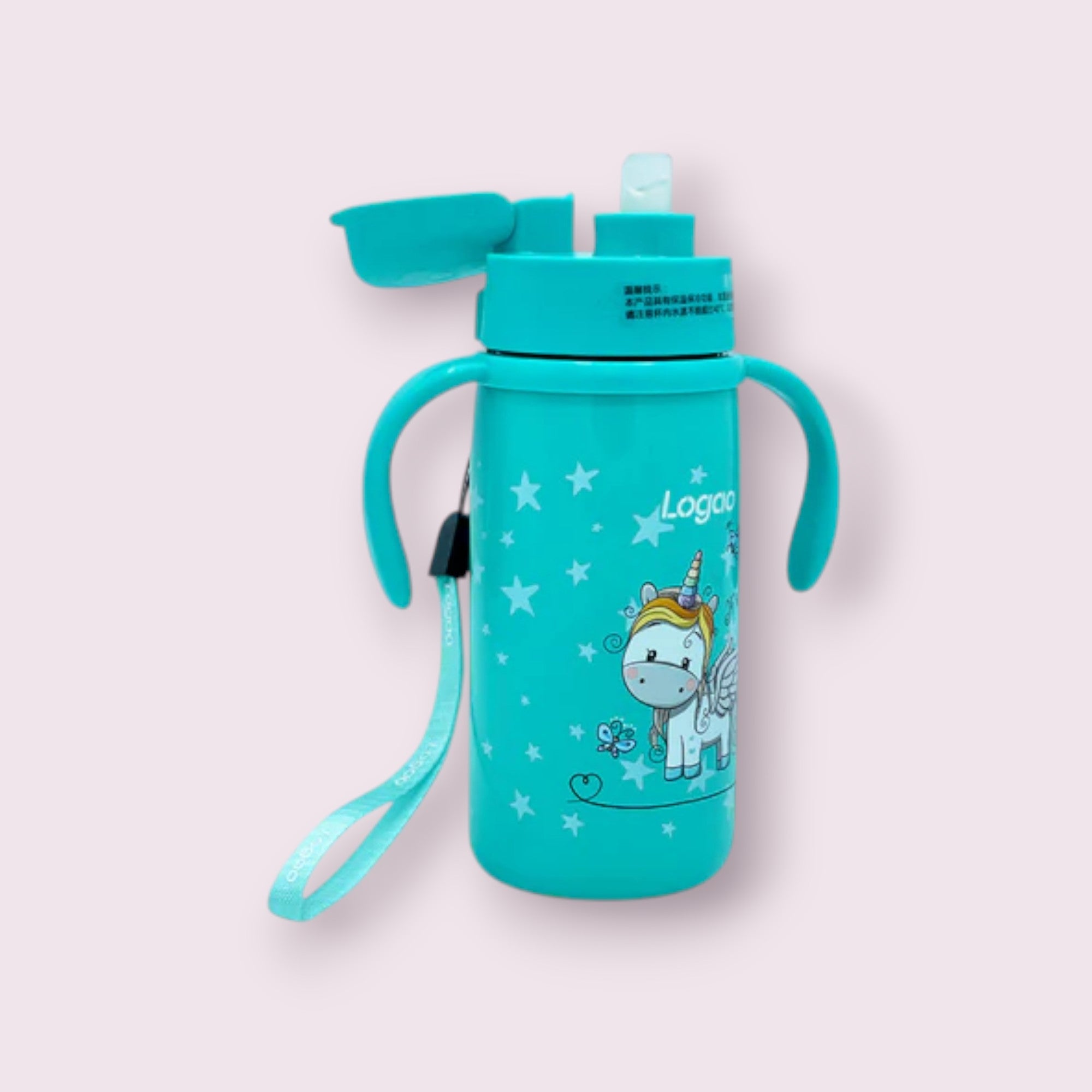 Logao Vacuum Straw Stainless Steel Cup with Unicorn Print – 240 ml