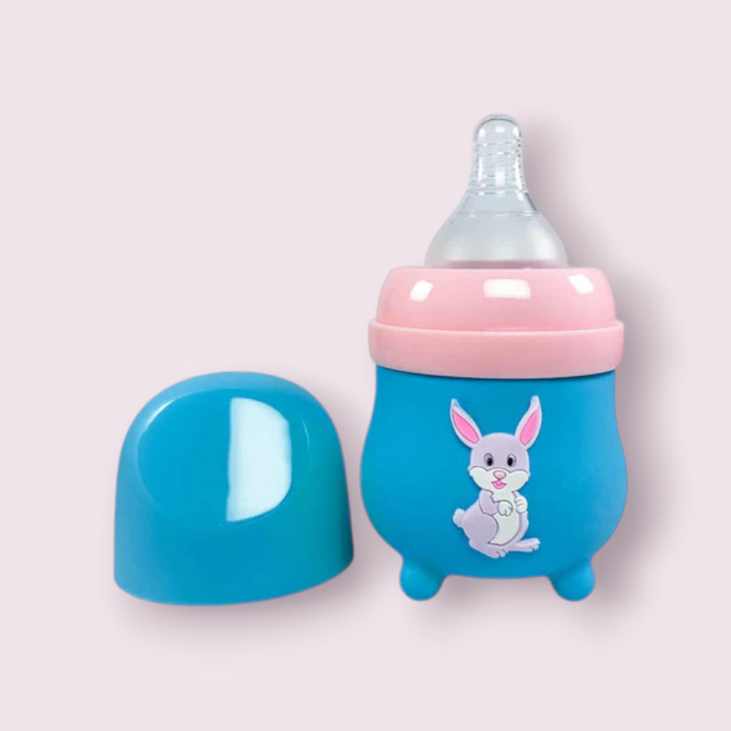 Rio Wide Caliber Glass Feeding Bottle with Rabbit Sleeve – 80ml, BPA-Free