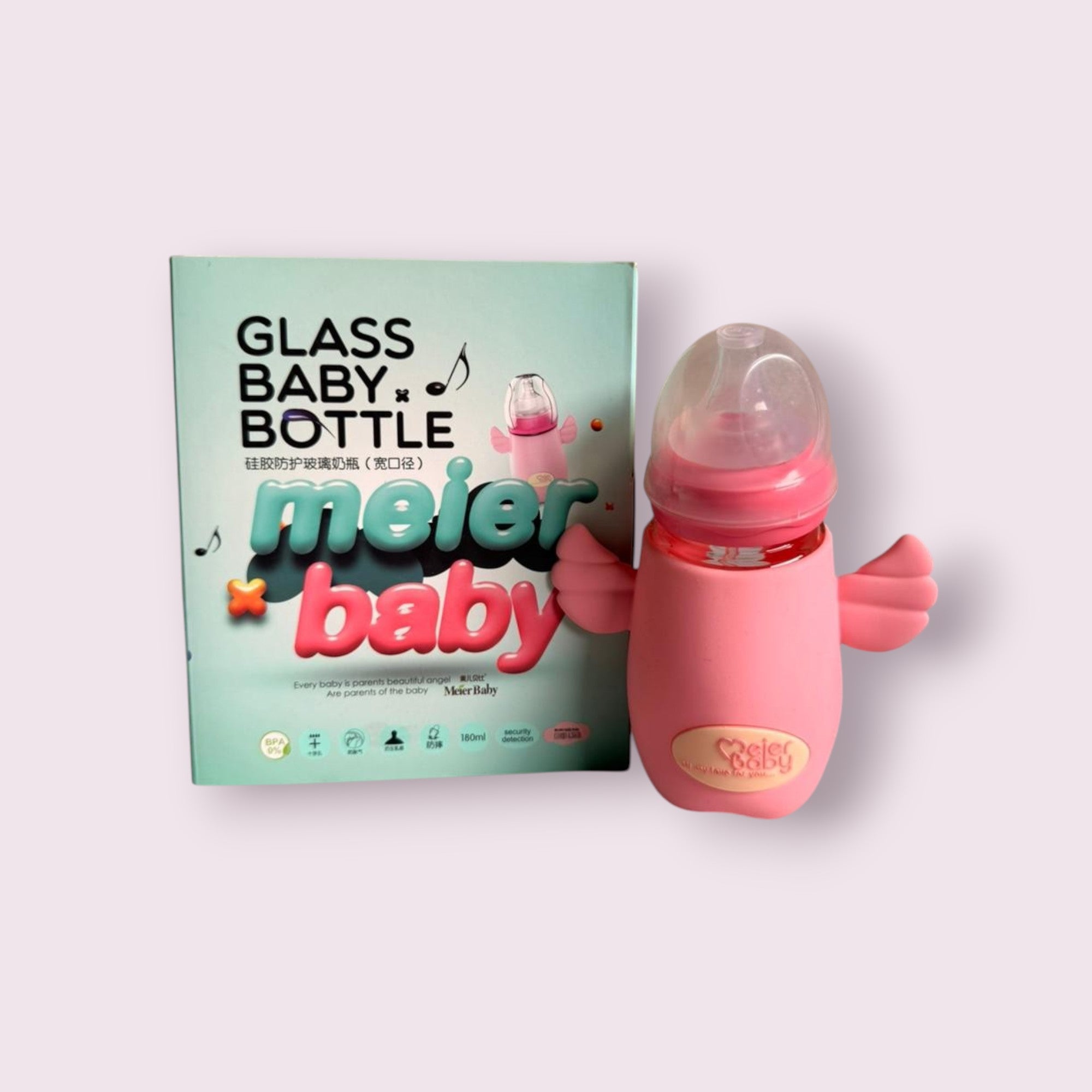 Meier 180ml Glass Baby Feeding Bottle – Wide Neck