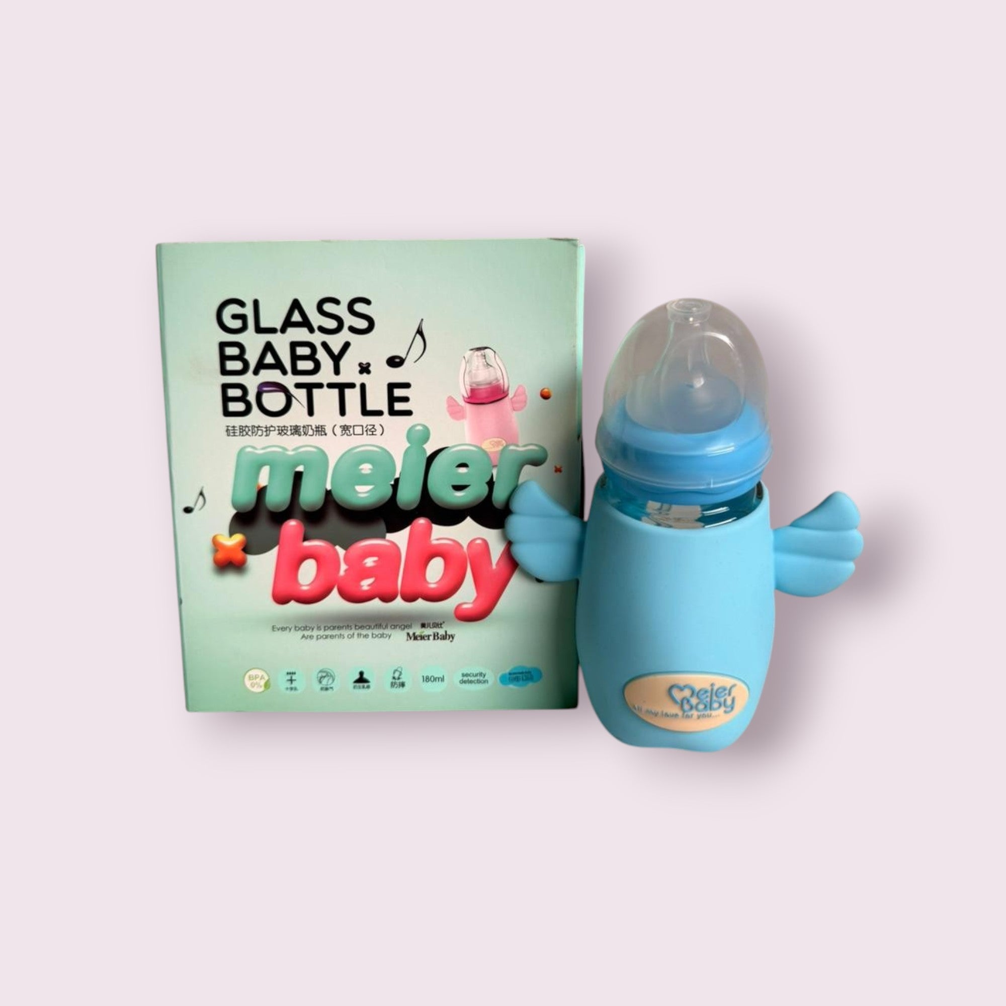 Meier 180ml Glass Baby Feeding Bottle – Wide Neck