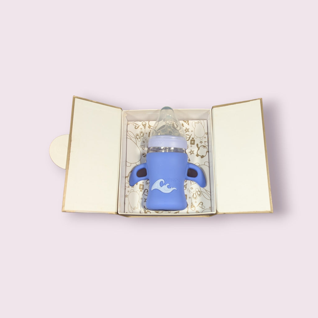 Aneno Baby Premium Glass Feeder – 240ml, Anti-Colic & Break-Proof Design