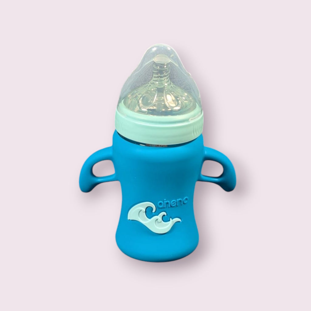 Aneno Baby Premium Glass Feeder – 240ml, Anti-Colic & Break-Proof Design