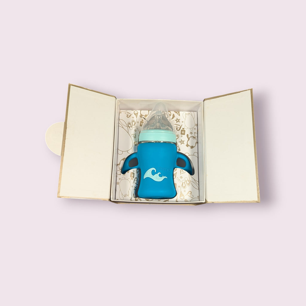 Aneno Baby Premium Glass Feeder – 240ml, Anti-Colic & Break-Proof Design