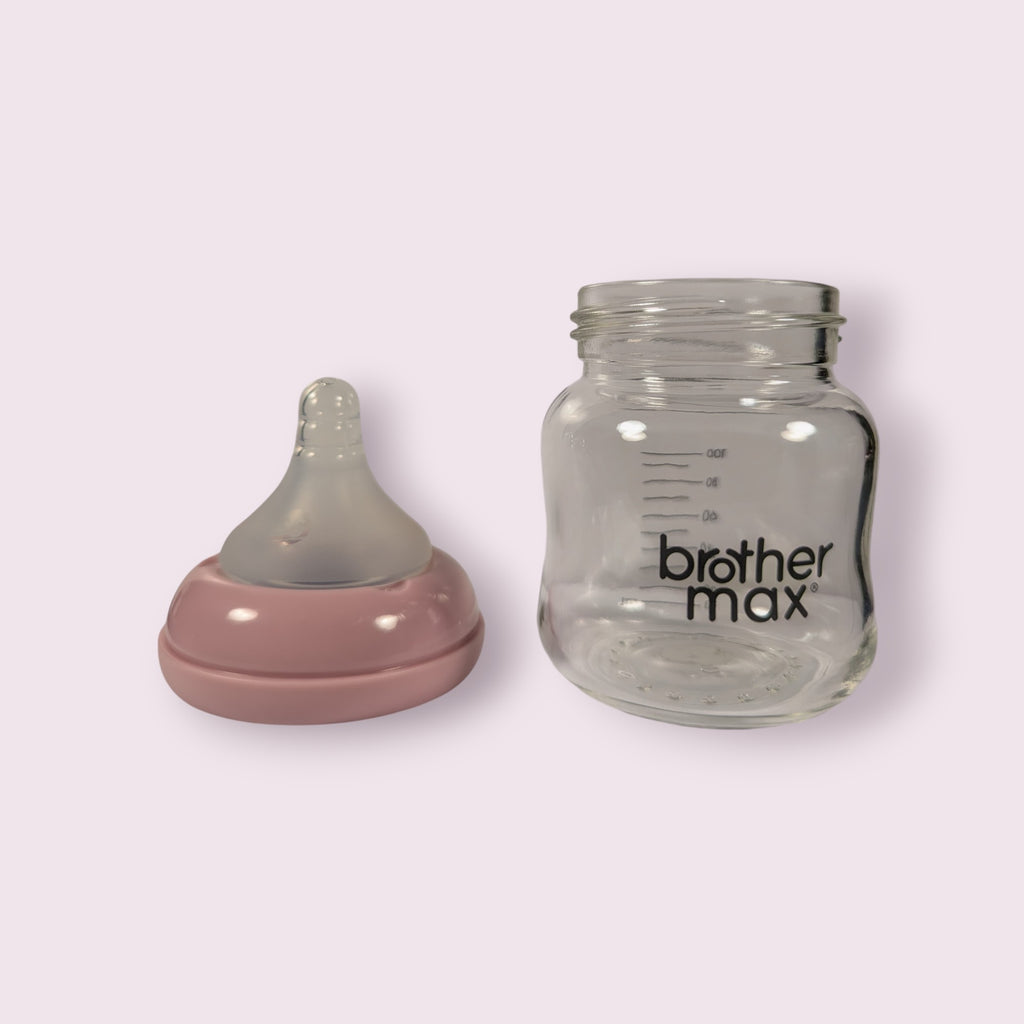 Brother Max New Born Glass Feeding Bottle – 100ml, BPA-Free & Colic-Friendly