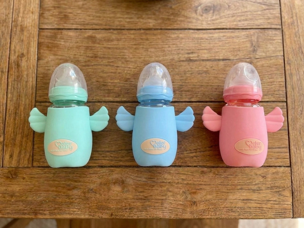 Meier Baby Wide Neck Glass Feeding Bottle With Silicone Cover 180ml